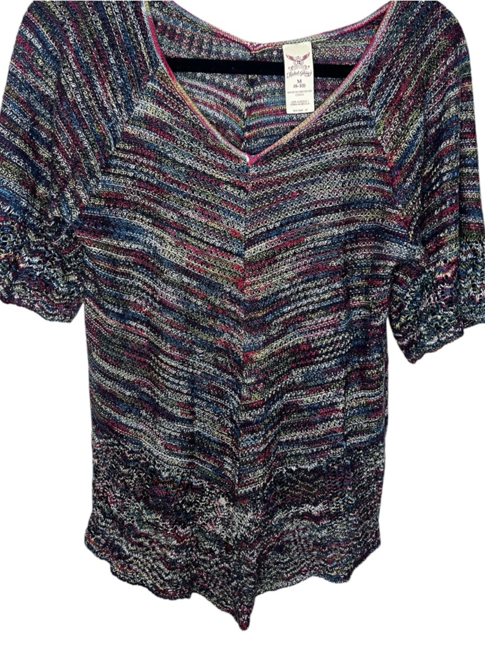 Faded Glory Multicolor V-Neck Short Sleeve Knit Top